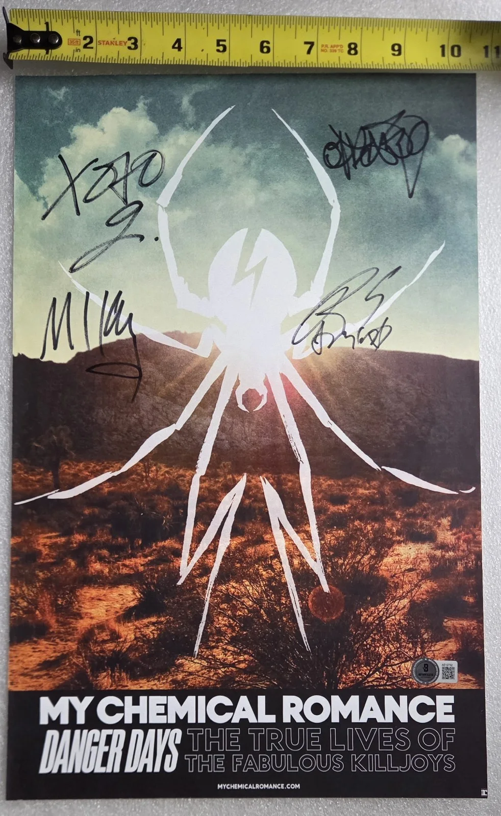 MY CHEMICAL ROMANCE AUTOGRAPHED BECKETT BAS LOA SIGNED POSTER FULL LETTER BAND, изображение 5