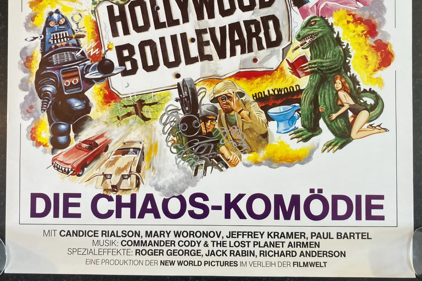 HOLLYWOOD BOULEVARD 1976 Original Cinema GERMAN A1 Movie POSTER ROLLED Chantrell, изображение 3