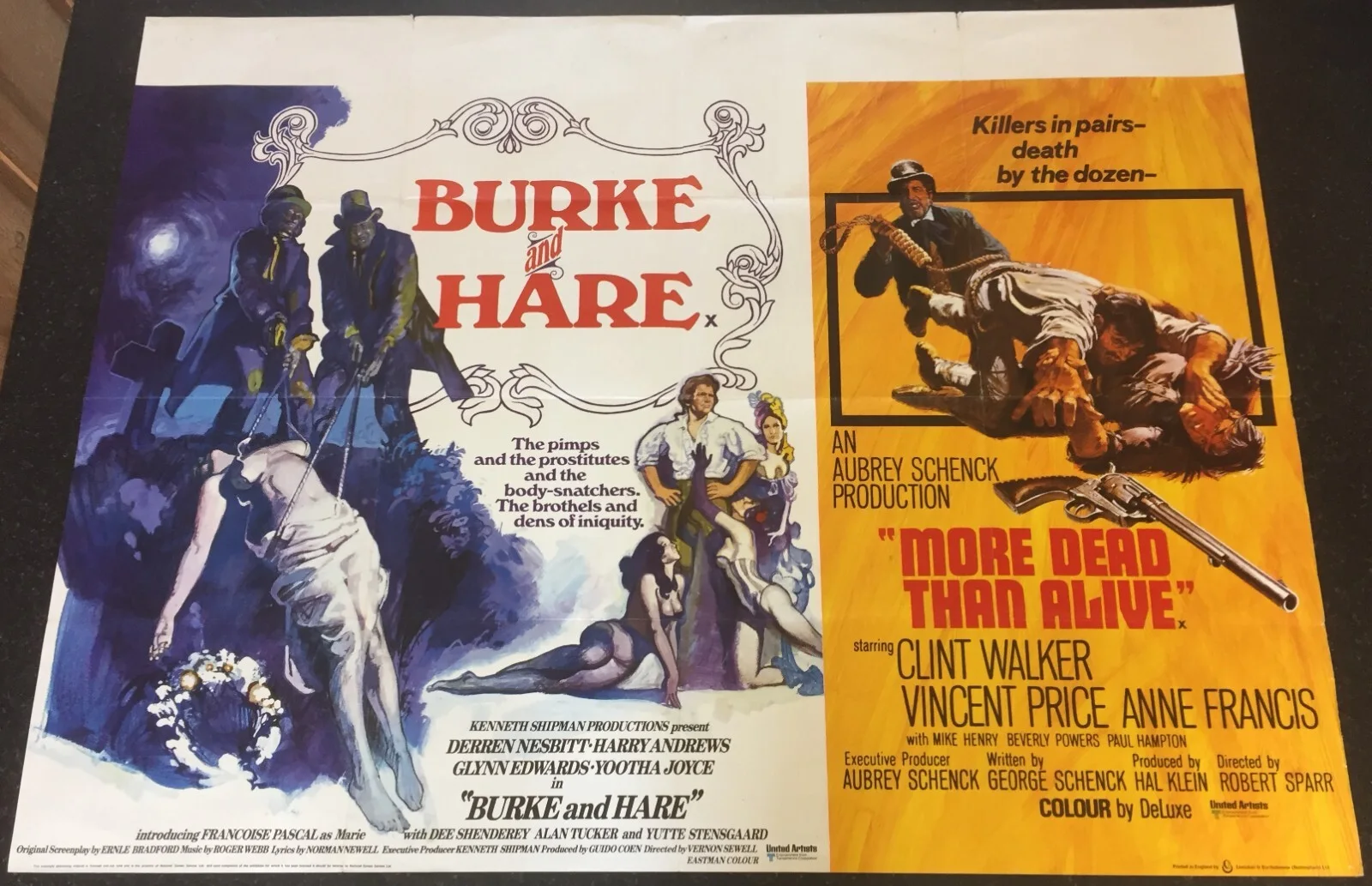 BURKE AND HARE & MORE DEAD THAN ALIVE (1972) D/Bill UK Quad Movie POSTER, изображение 2