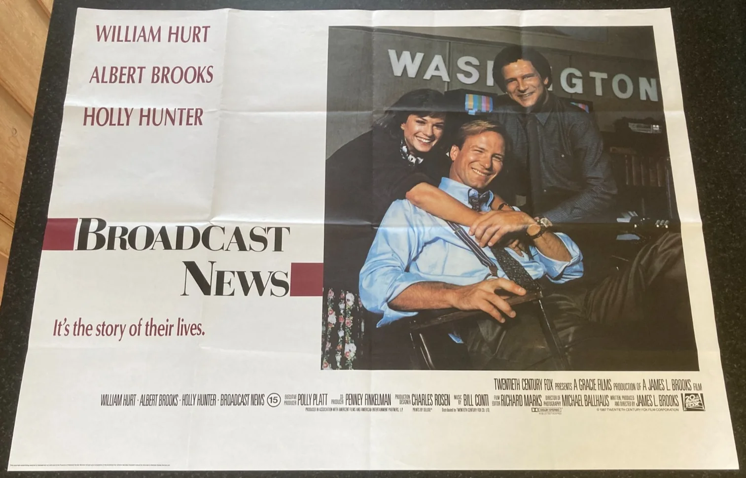 BROADCAST NEWS 1987 Original Cinema UK Quad Movie POSTER William Hurt & Hunter, изображение 2