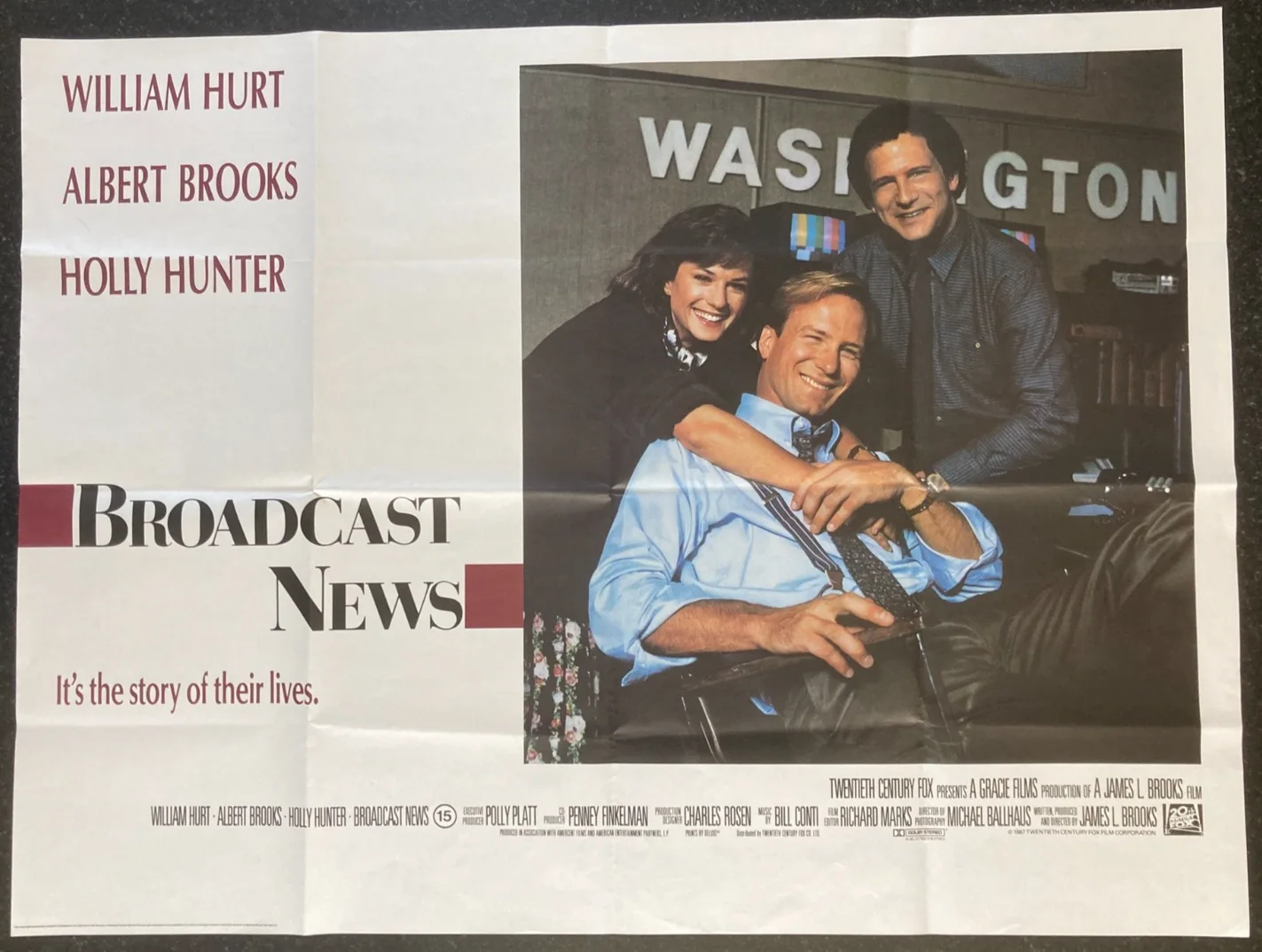BROADCAST NEWS 1987 Original Cinema UK Quad Movie POSTER William Hurt & Hunter, изображение 3