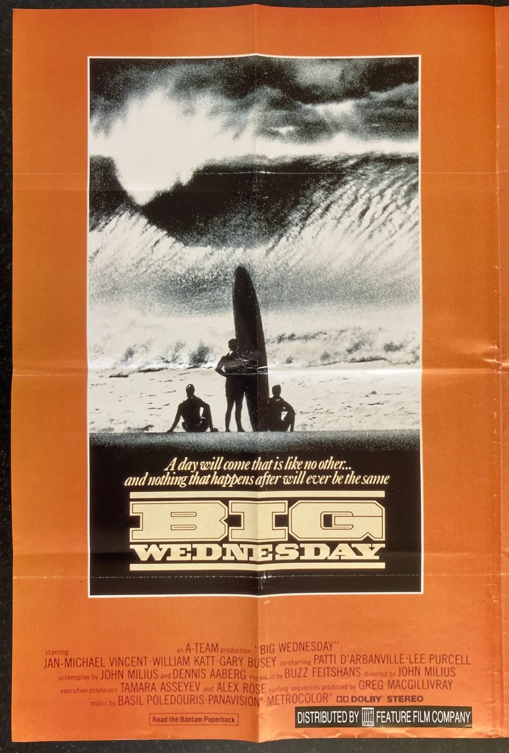 BIG WEDNESDAY (RR 1992) Original Cinema UK Quad Movie POSTER Cult Surfing Rare, изображение 3