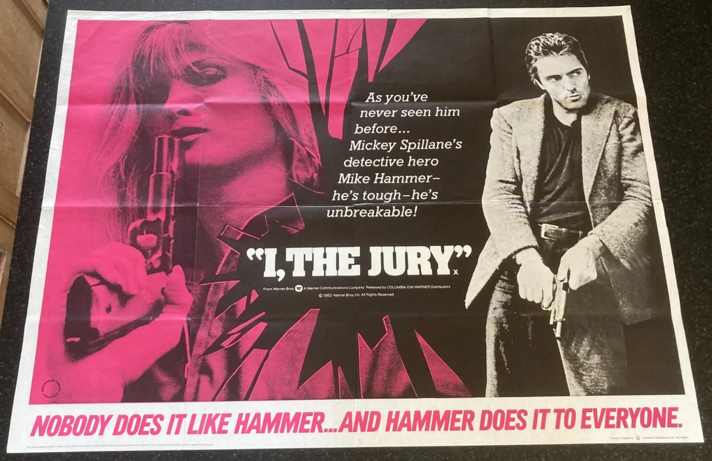I, THE JURY 1982 (V2) Original Cinema UK Quad Movie POSTER Mickey Spillane, изображение 2