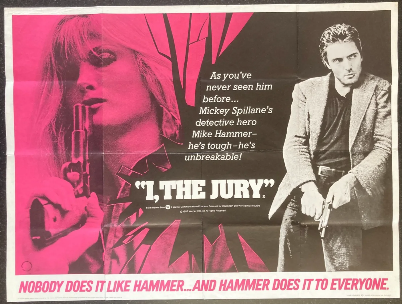 I, THE JURY 1982 (V2) Original Cinema UK Quad Movie POSTER Mickey Spillane, изображение 3