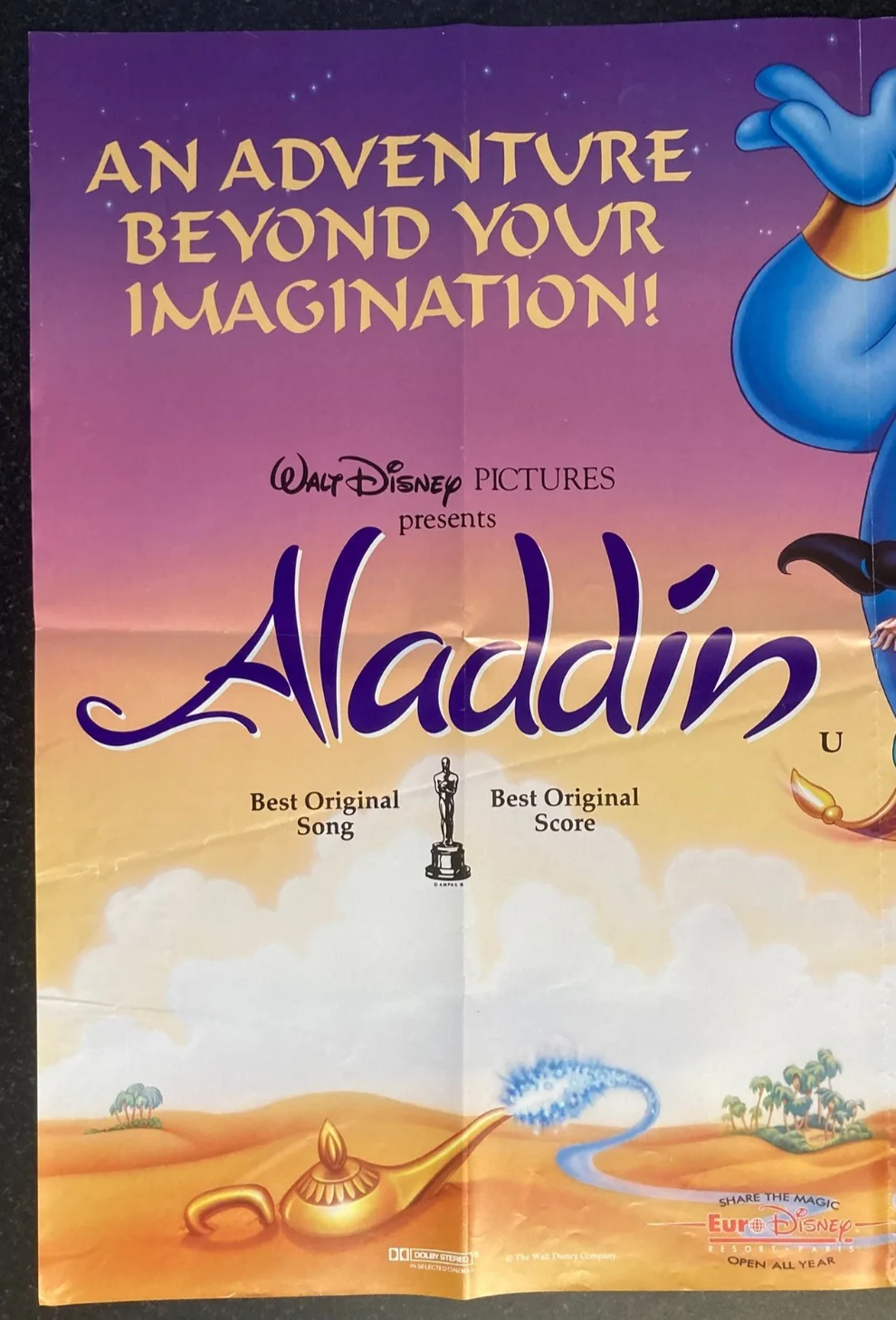 ALADDIN 1992 Original Cinema UK Quad Movie POSTER Disney Classic, изображение 3
