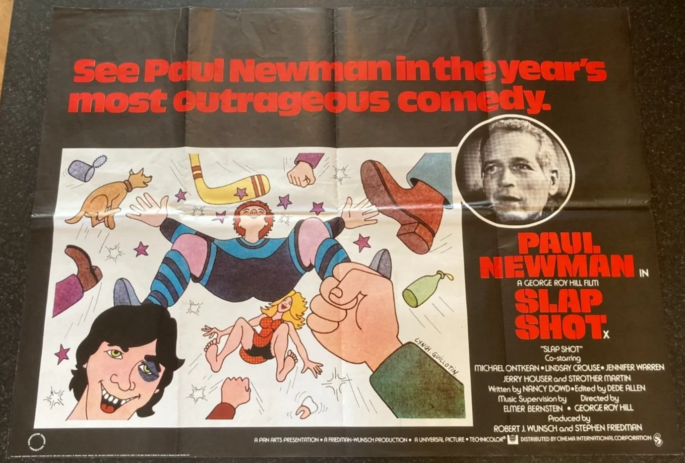 SLAPSHOT 1977 Original Cinema UK Quad Movie POSTER Paul Newman, изображение 2