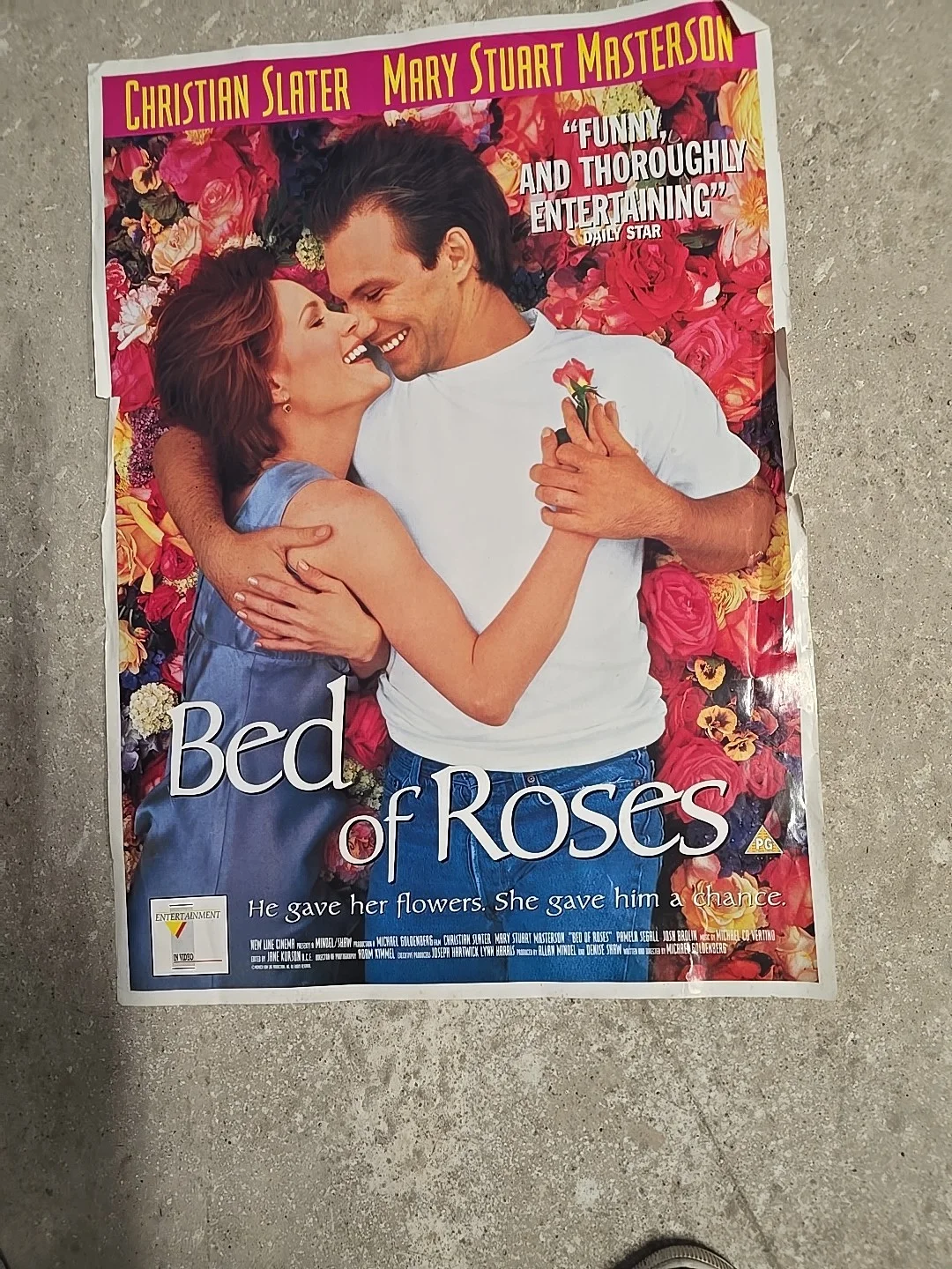 BED OF ROSES Original Ev Video Shop movie poster 1996 CHRISTIAN Slater, изображение 3
