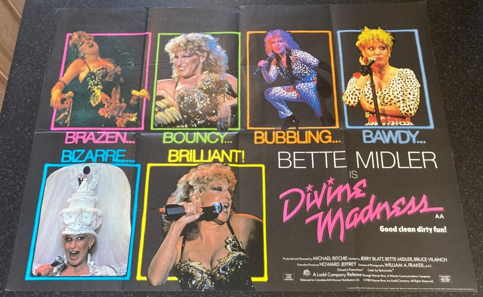 DIVINE MADNESS 1980 Original Cinema UK Quad Movie POSTER Bette Midler, изображение 2