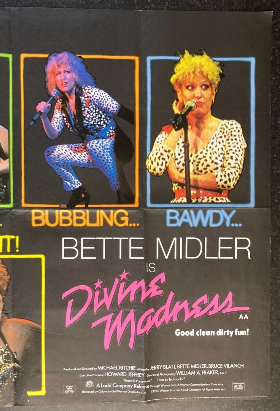 DIVINE MADNESS 1980 Original Cinema UK Quad Movie POSTER Bette Midler, изображение 4