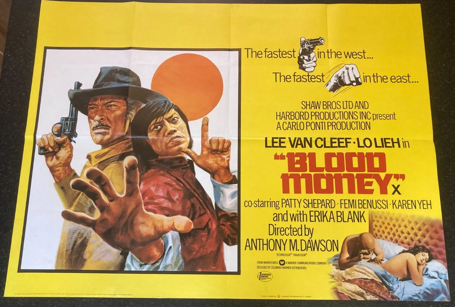 BLOOD MONEY 1974 Original Cinema UK Quad Movie POSTER Lee Van Cleef, изображение 2