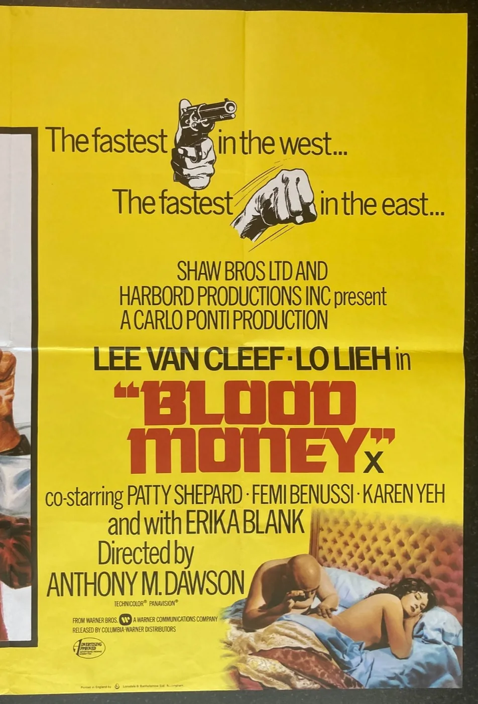 BLOOD MONEY 1974 Original Cinema UK Quad Movie POSTER Lee Van Cleef, изображение 4
