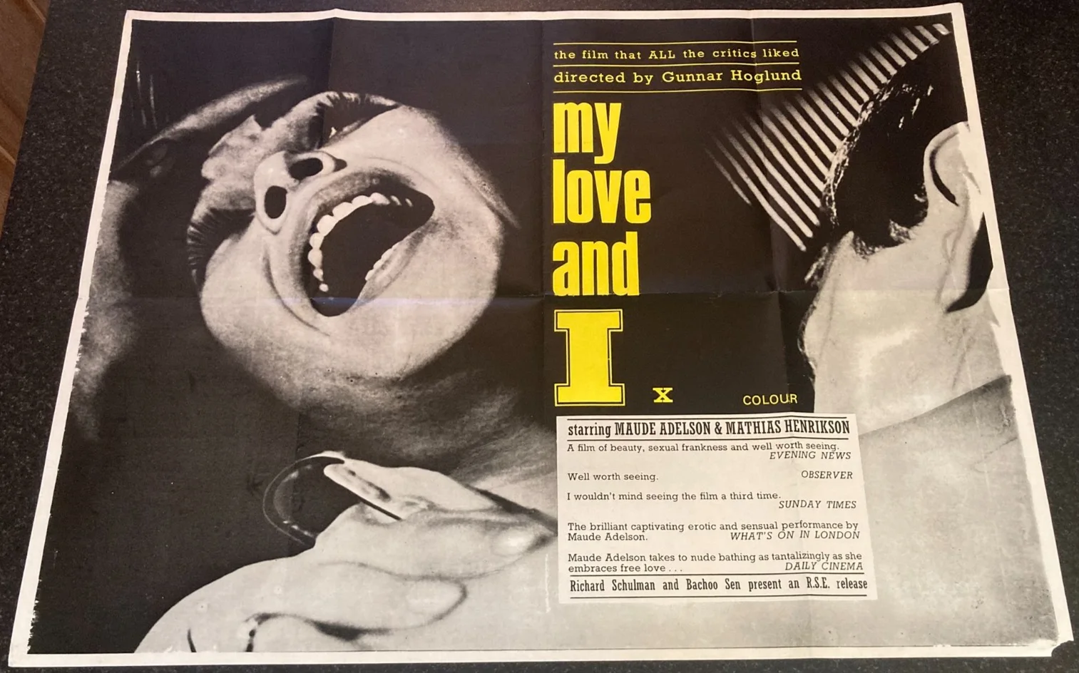 MY LOVE AND I 1964 Original Cinema UK Quad Movie POSTER Swedish Rare, изображение 2