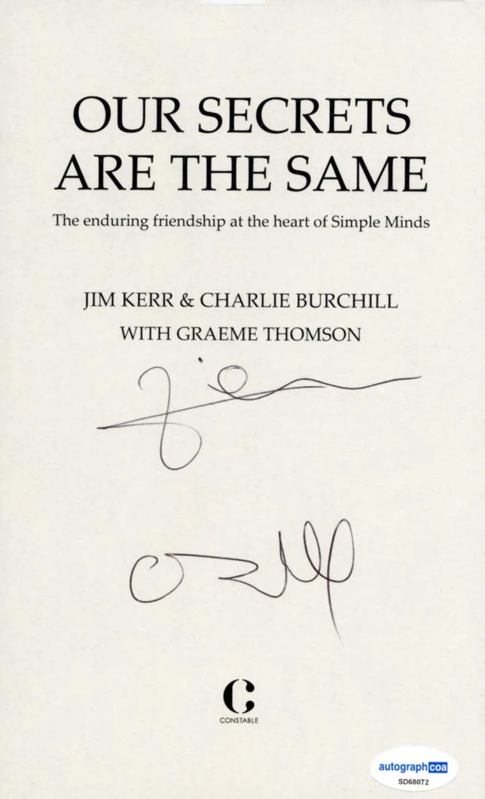 ROCK BAND Simple Minds autographs, signed book page in custom-matting, image 2