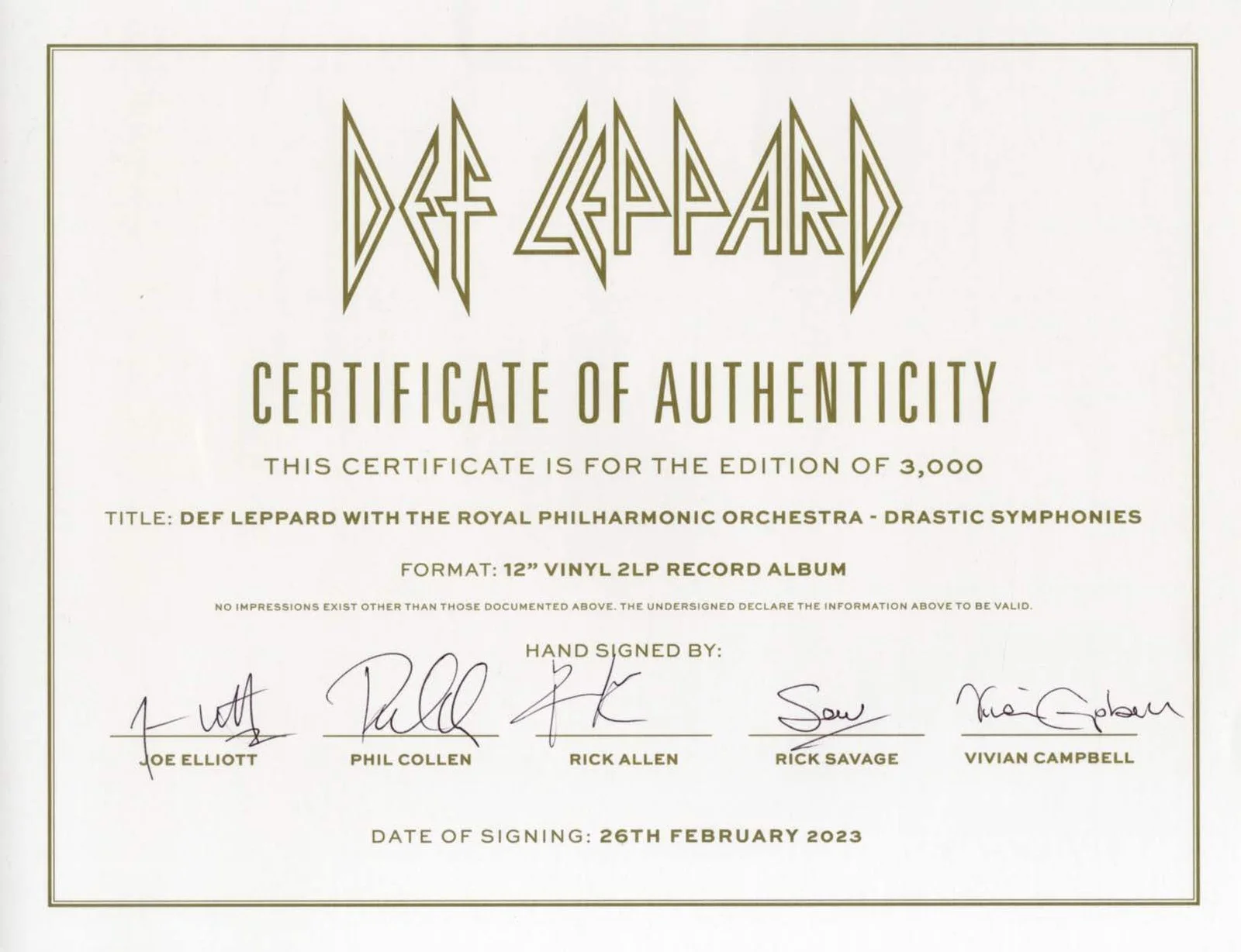 Def Leppard TOP HARD ROCK autographs, COA signed & vinyl record, image 2