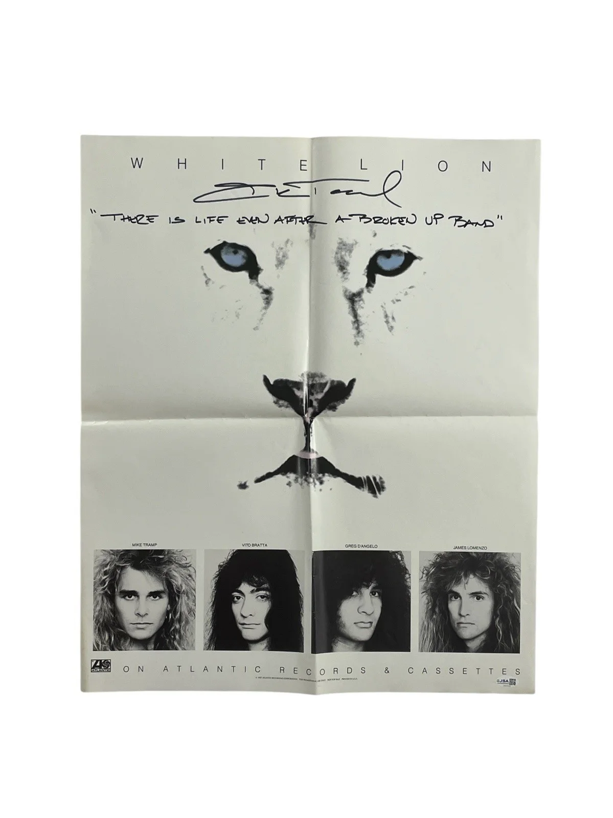 Mike Tramp of White Lion Signed Original Promo Poster Pride 1987 JSA COA 🤘🎙️, изображение 3