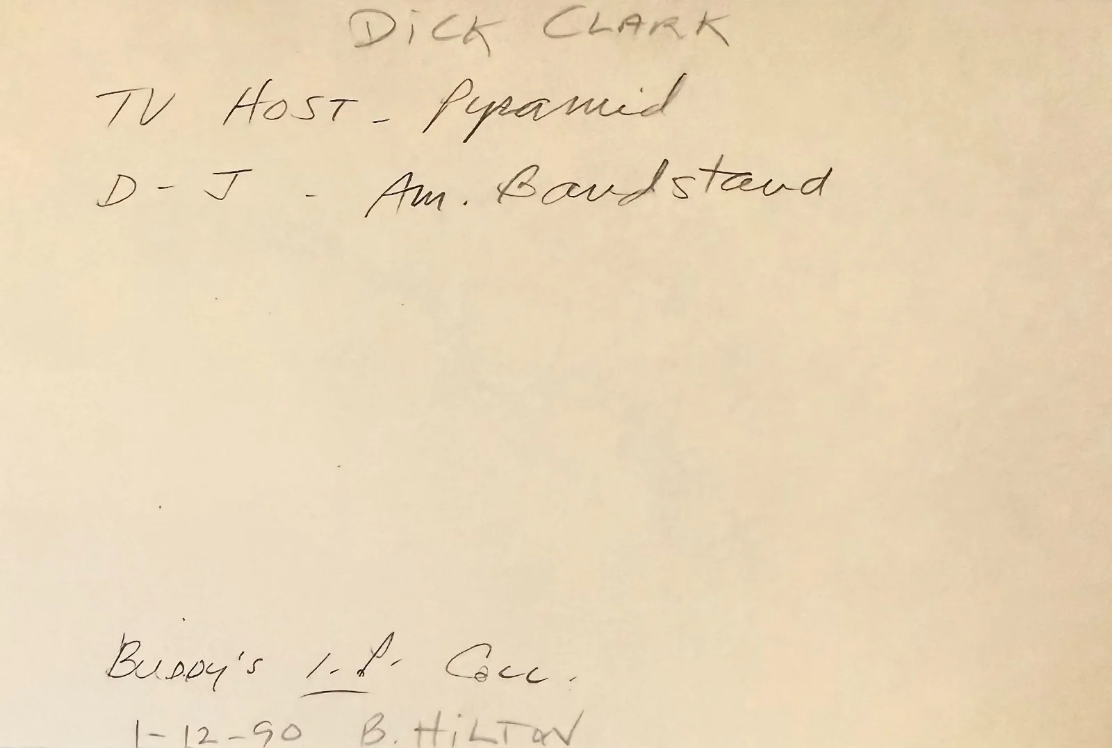 Dick Clark — DICK CLARK Signed Autographed 4x6 INDEX CARD American Bandstand TV & Radio Host, изображение 2