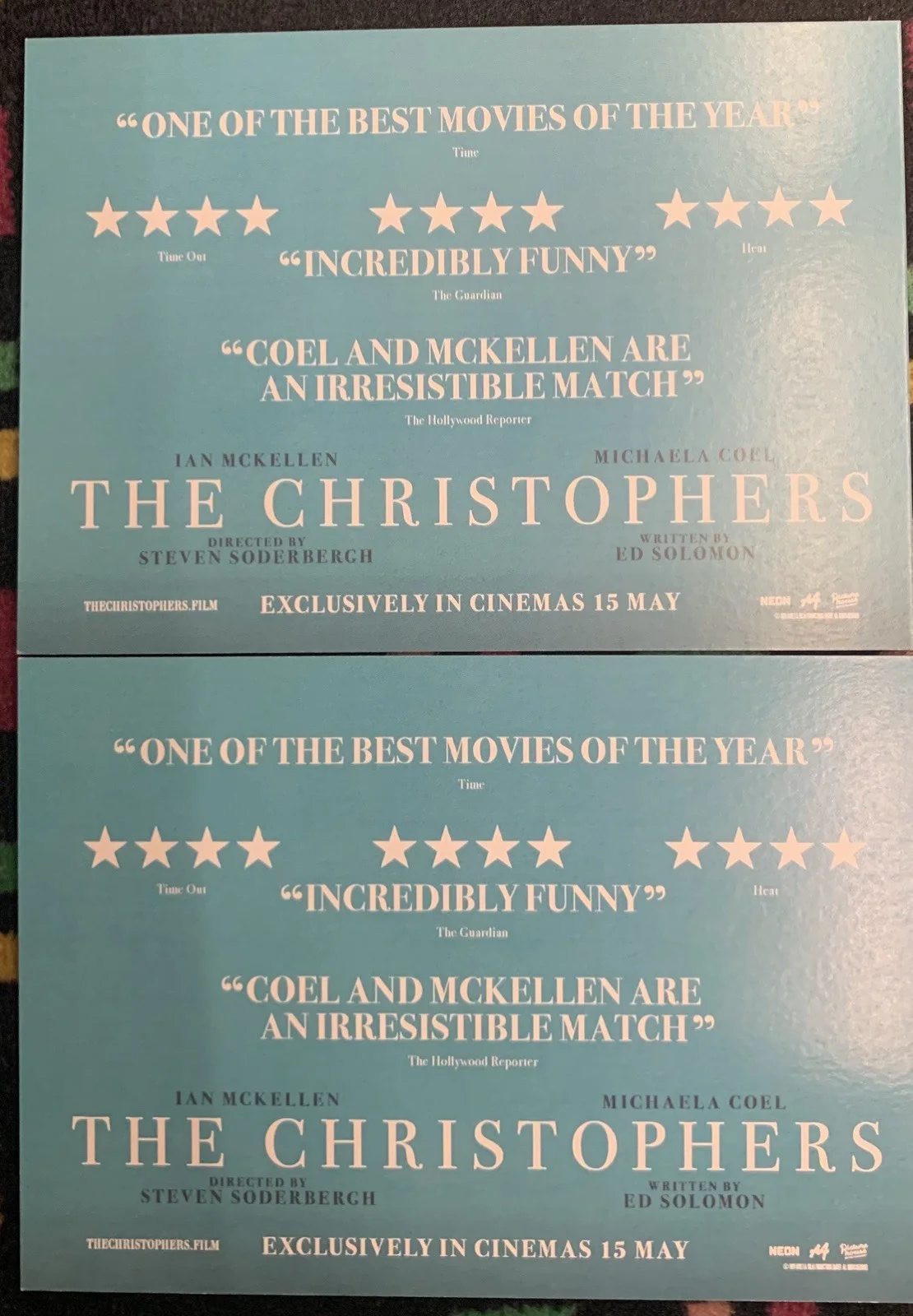 The Christophers Movie promotional postcard, image 2