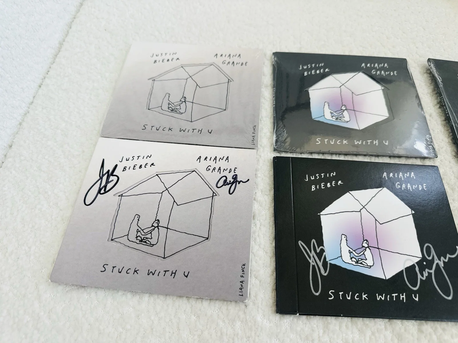 REAR Justin Bieber & Ariana Grande Real Stuck With U Signed and 3 New Disc CD's, изображение 3