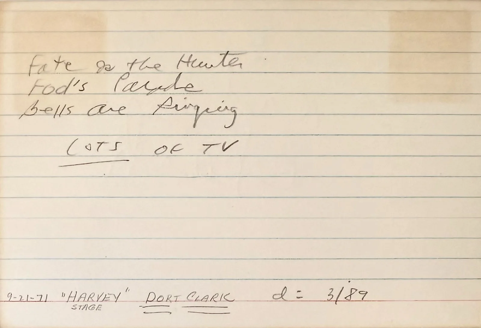 Dort Clark — DORT CLARK Signed Autographed 4x6 INDEX CARD The Monkees The Fugitive BEWITCHED, image 2