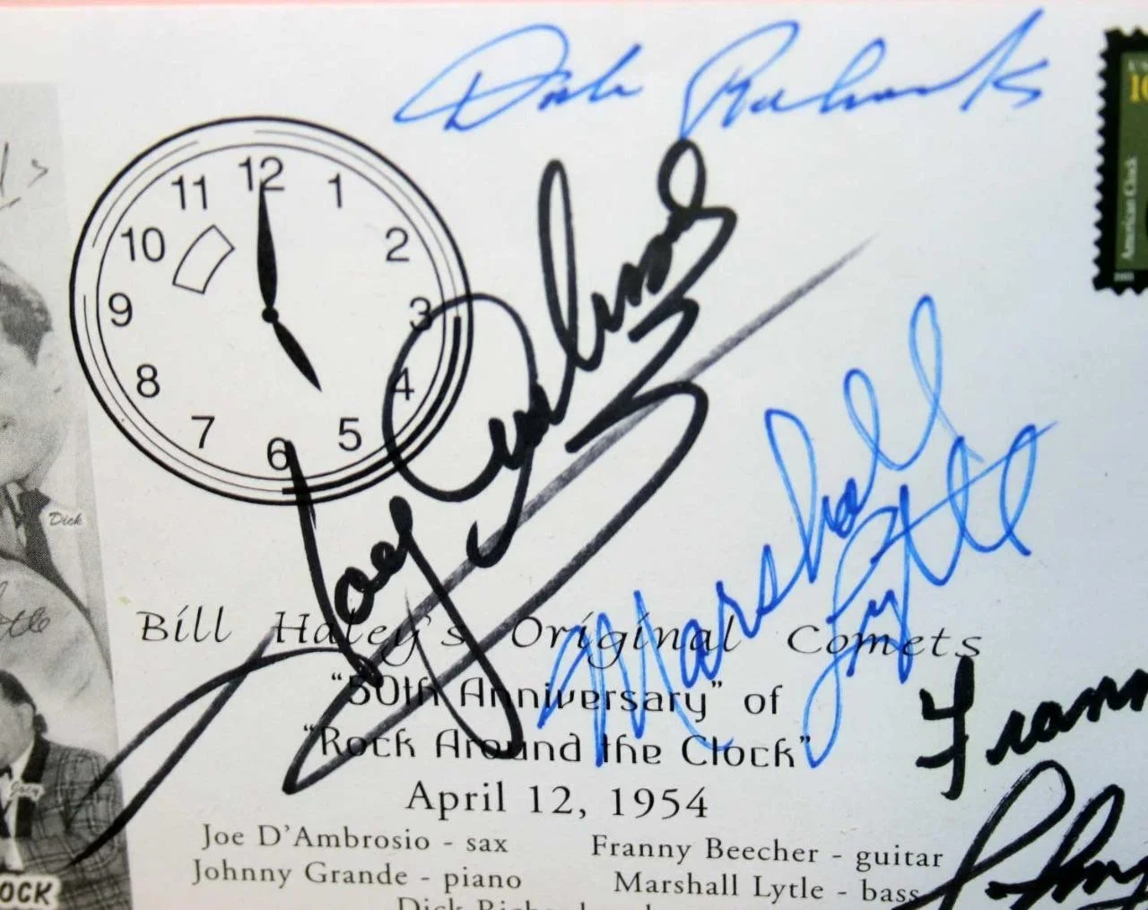 Bill Haley’s Original Comets Autographed 50th Anniversary Set 5 Signatures, image 2