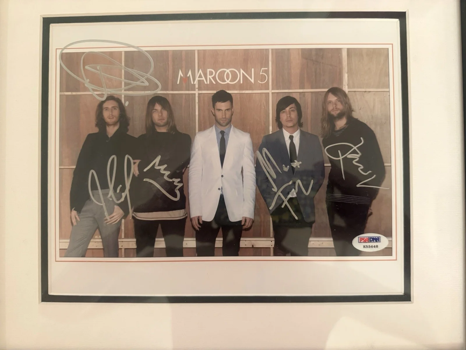 Maroon 5 Signed 8x 10 Photo Adam Levine FULL BAND Framed JSA, image 3
