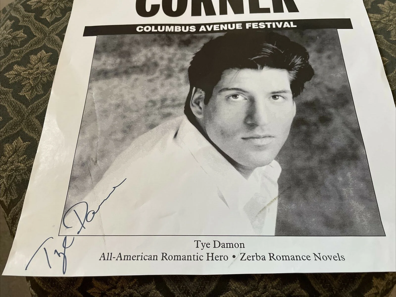Tye Damon — Tye Damon Romantic Hero Autographed 1993 SpecialDailyNews Columbus Ave Festival, изображение 2