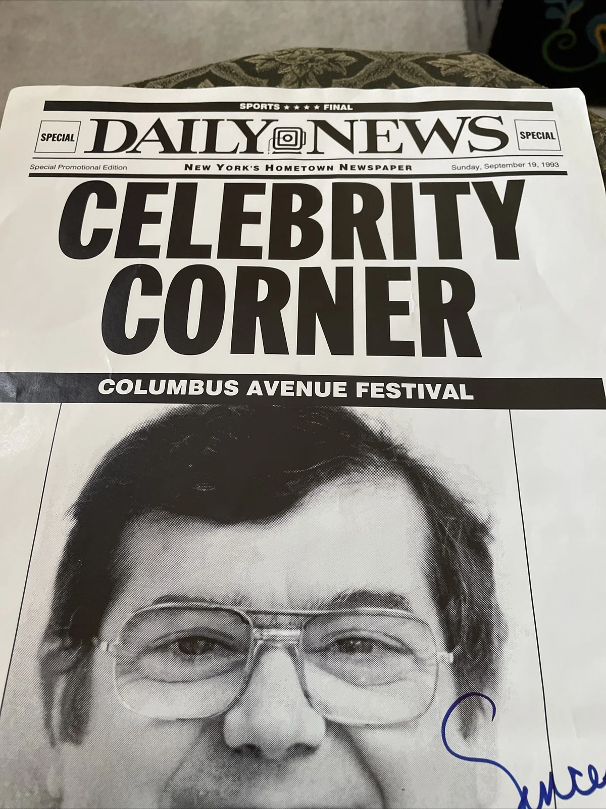 Alex Michelini — Alex Michelini Writer Autographed 1993 Special Daily News Columbus Ave Festival, изображение 4
