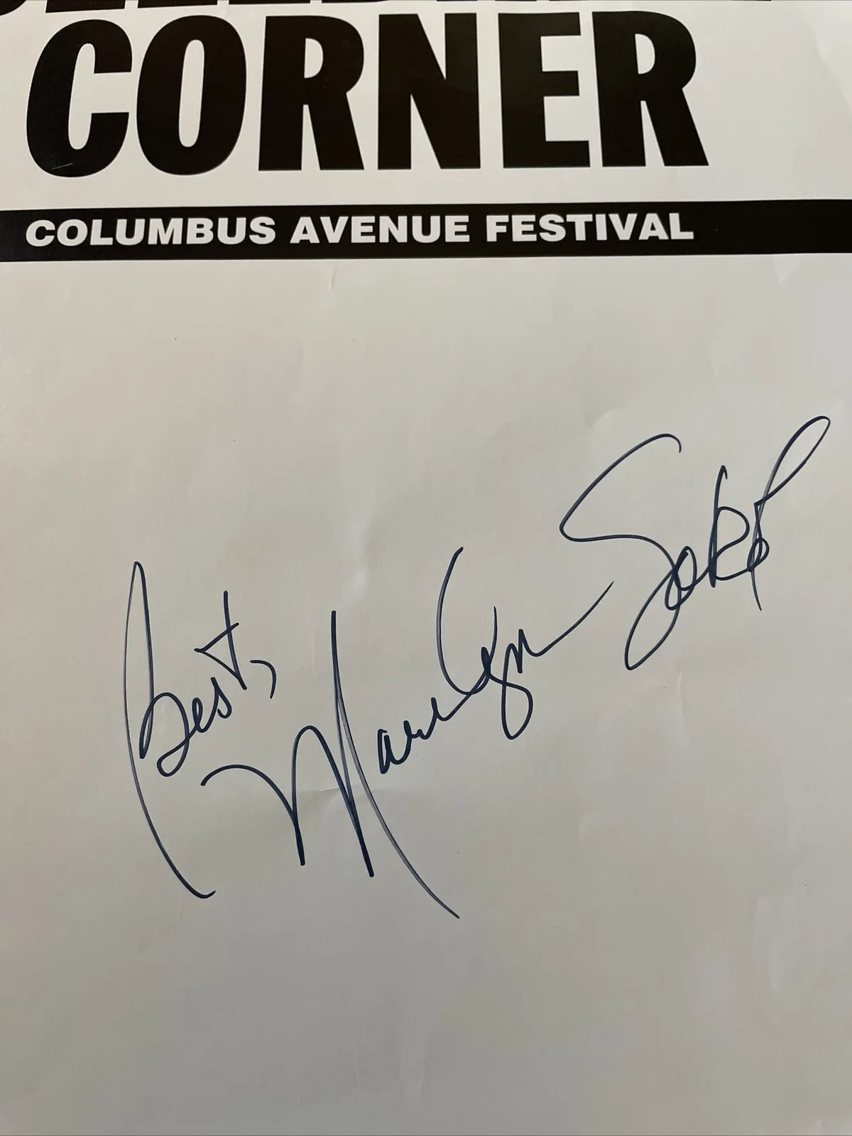 Marilyn Sokol — Marilyn Sokol Actress Autographed 1993 Special Daily News Columbus Ave Festival, изображение 2
