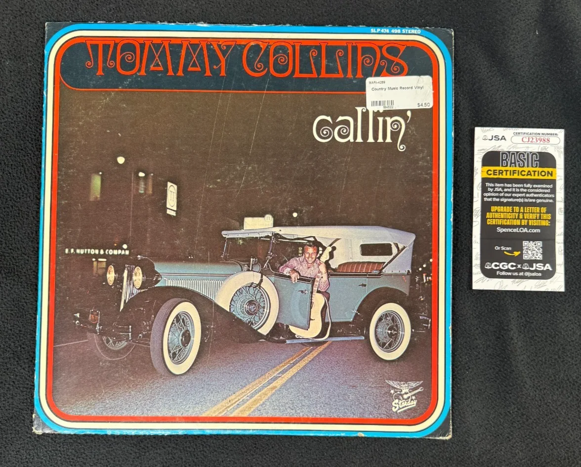 Tommy Collins Signed Callin' Album Cover JSA COA, image 2