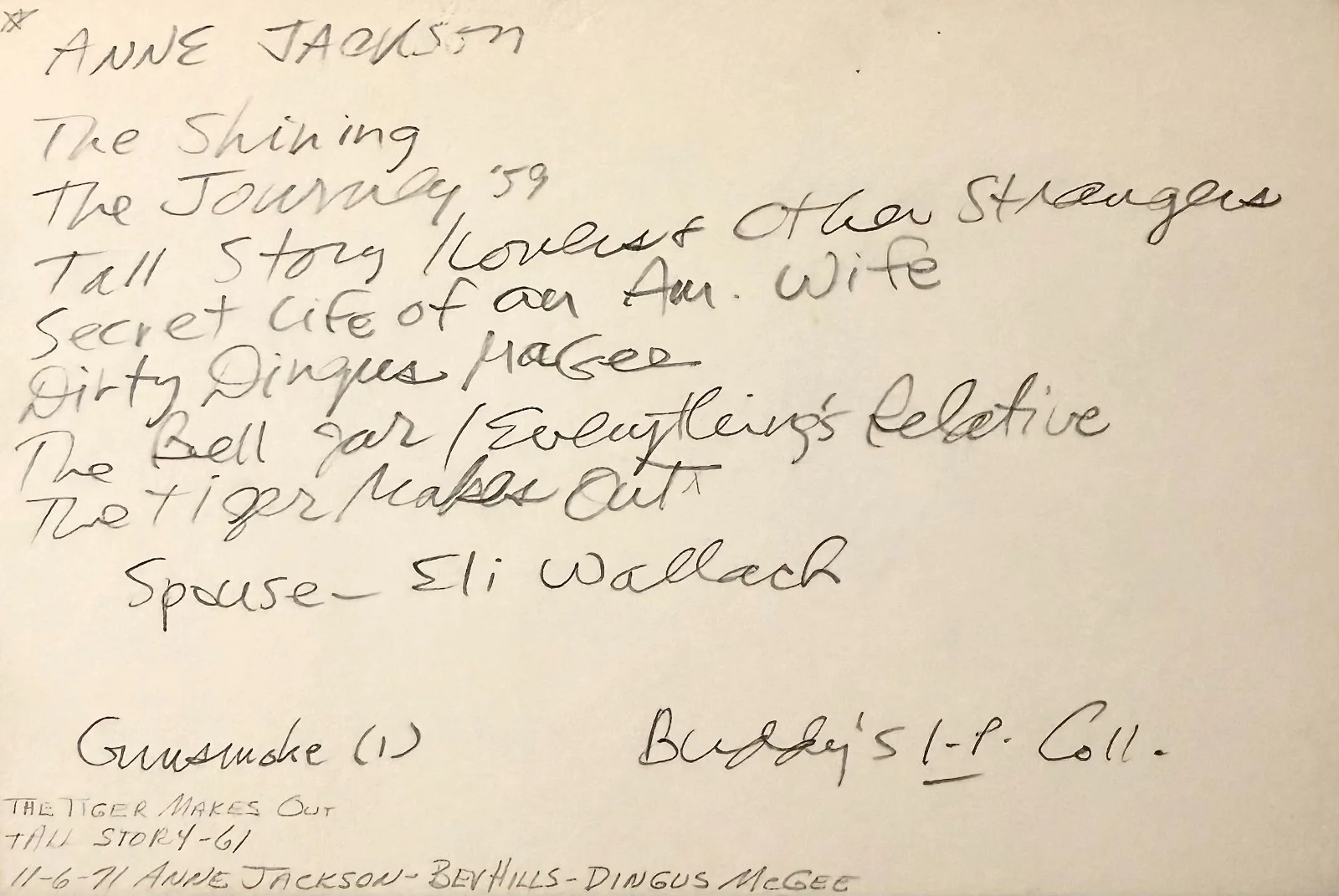 Anne Jackson — ANNE JACKSON Signed Autographed 4x6 INDEX CARD Dirty Dingus Magee THE BELL JAR, изображение 4
