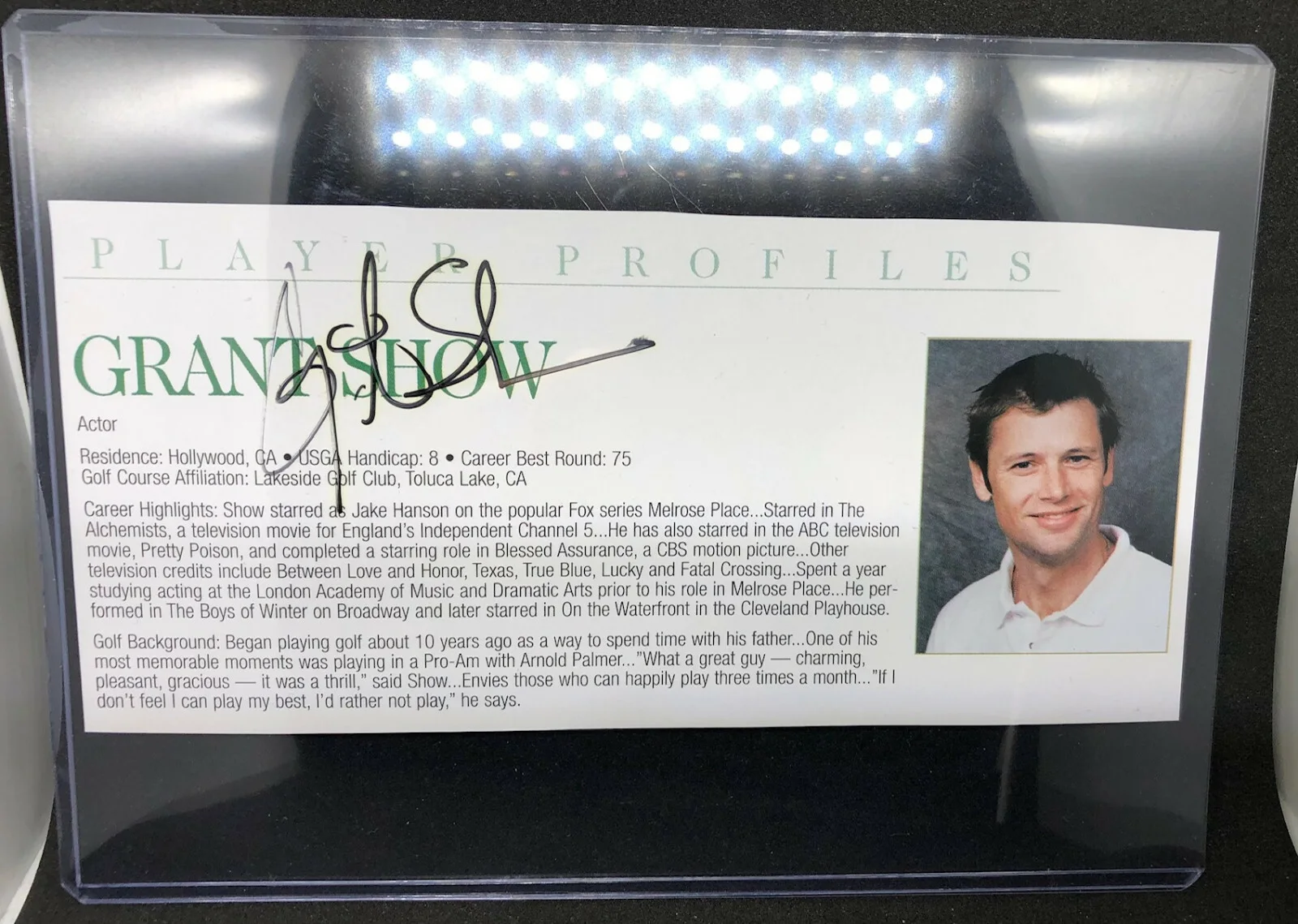 Grant Show — 2002 American Century Golf Tournament GRANT SHOW Cut Autograph! Melrose Place