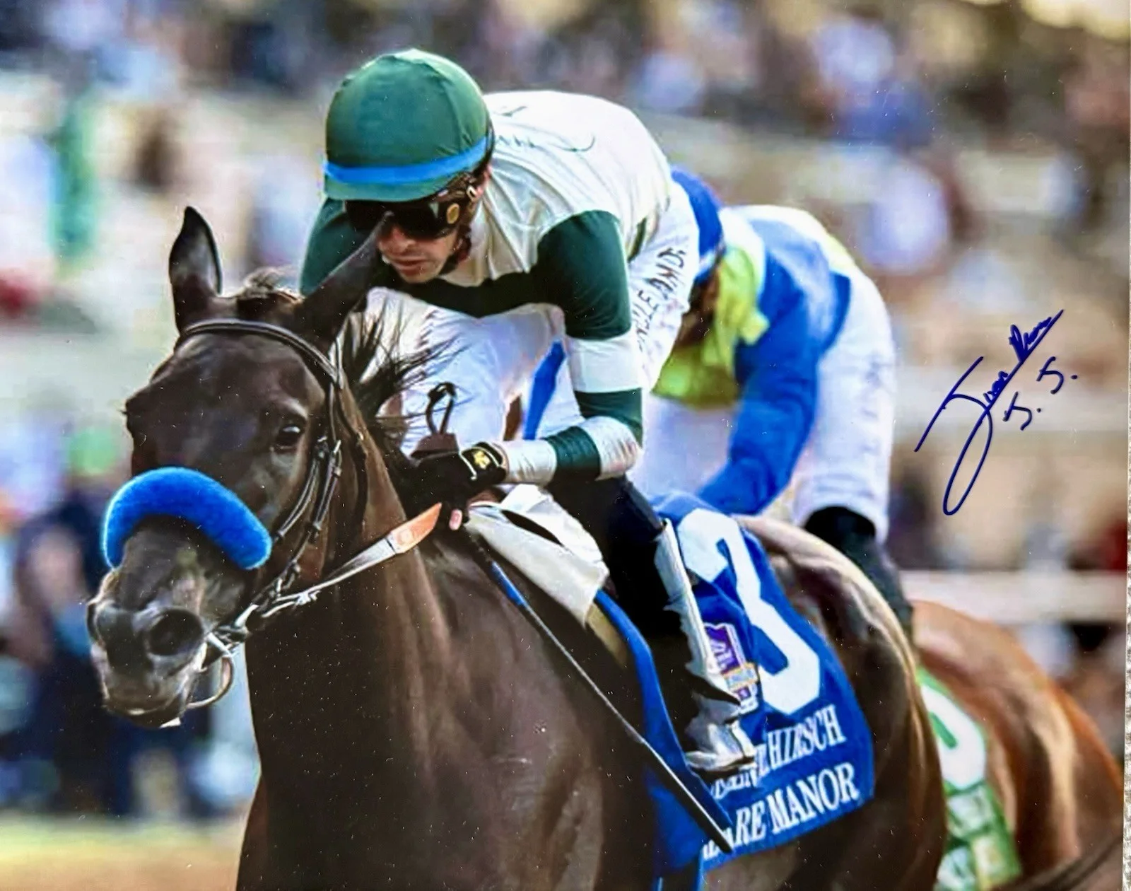 Juan JJ Hernandez — HORSE RACING JOCKEY JUAN HERNANDEZ JJ HAND SIGNED 8X10 ADARE MANOR STAKE RACE