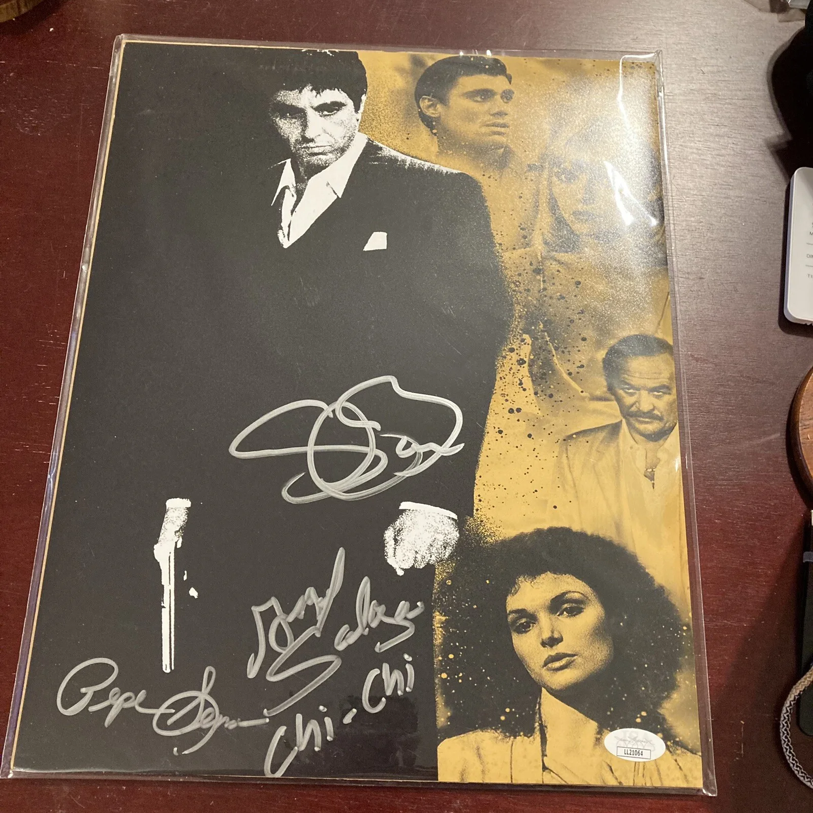 Steven Bauer, Angel Salazar, Pepe Serna — Scarface Signed Photo Steven Bauer Angel Salazar Pepe Serna Autograph JSA 11x14