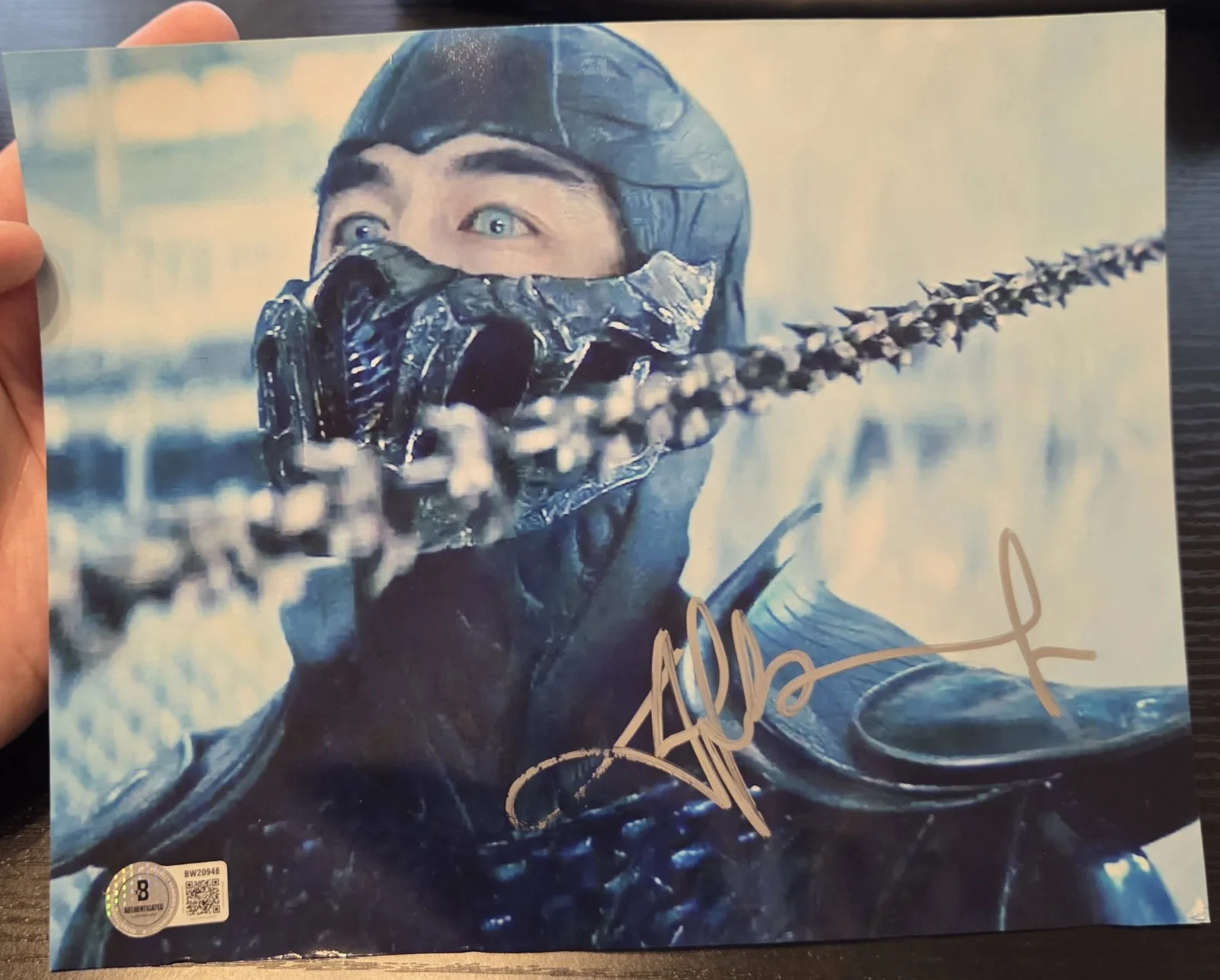 Dax — JOE TASLIM - 8x10 Signed Autograph Mortal Kombat Sub-Zero Beckett BAS *DAMAGED*