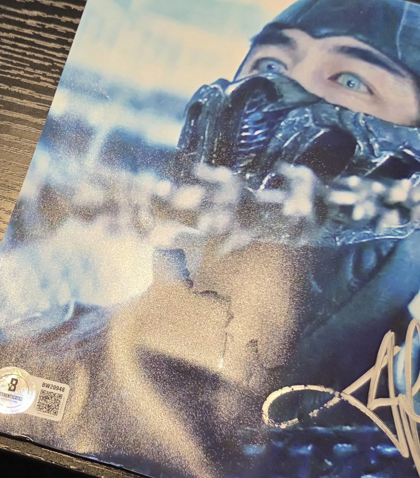 Dax — JOE TASLIM - 8x10 Signed Autograph Mortal Kombat Sub-Zero Beckett BAS *DAMAGED*, image 2