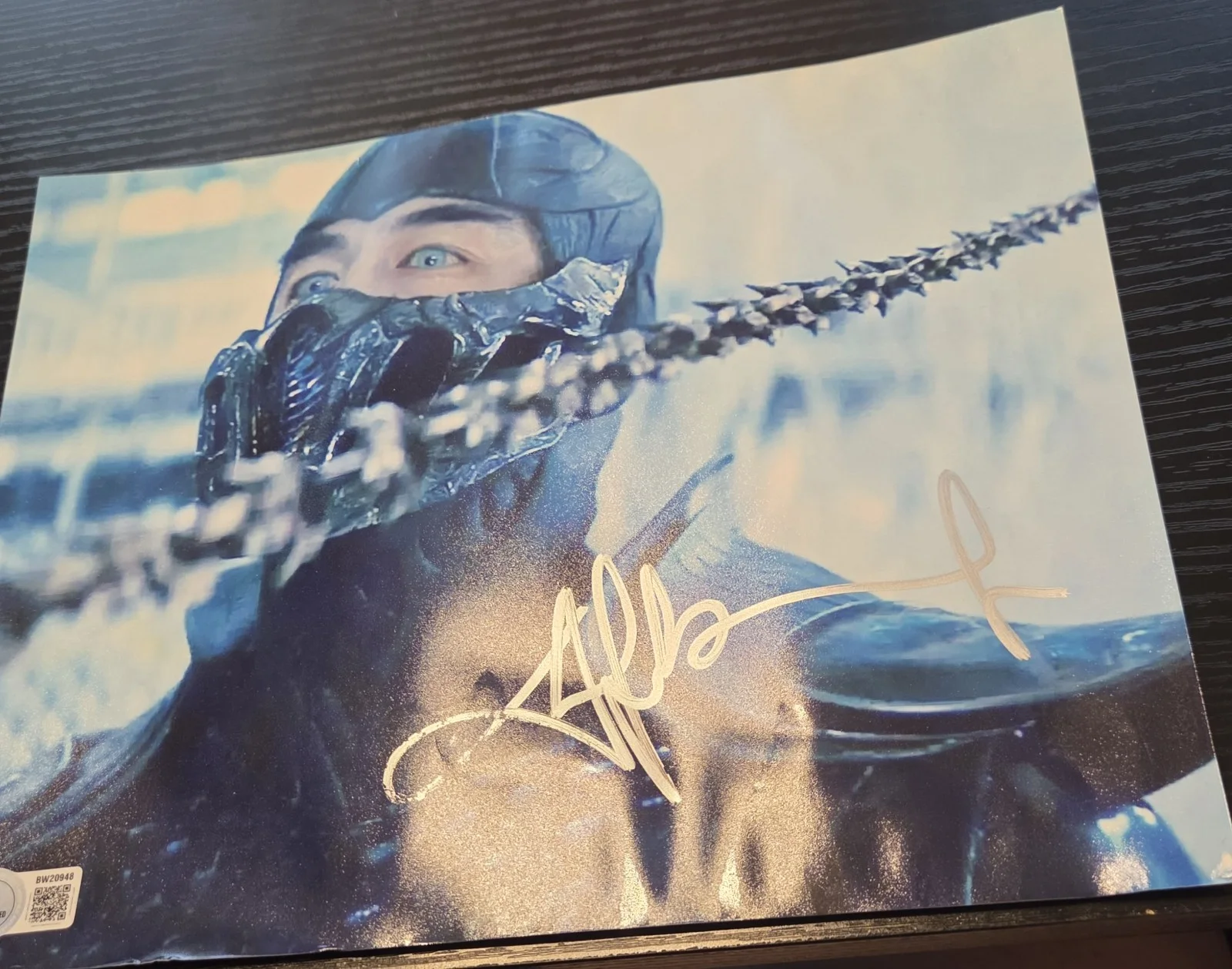 Dax — JOE TASLIM - 8x10 Signed Autograph Mortal Kombat Sub-Zero Beckett BAS *DAMAGED*, image 3