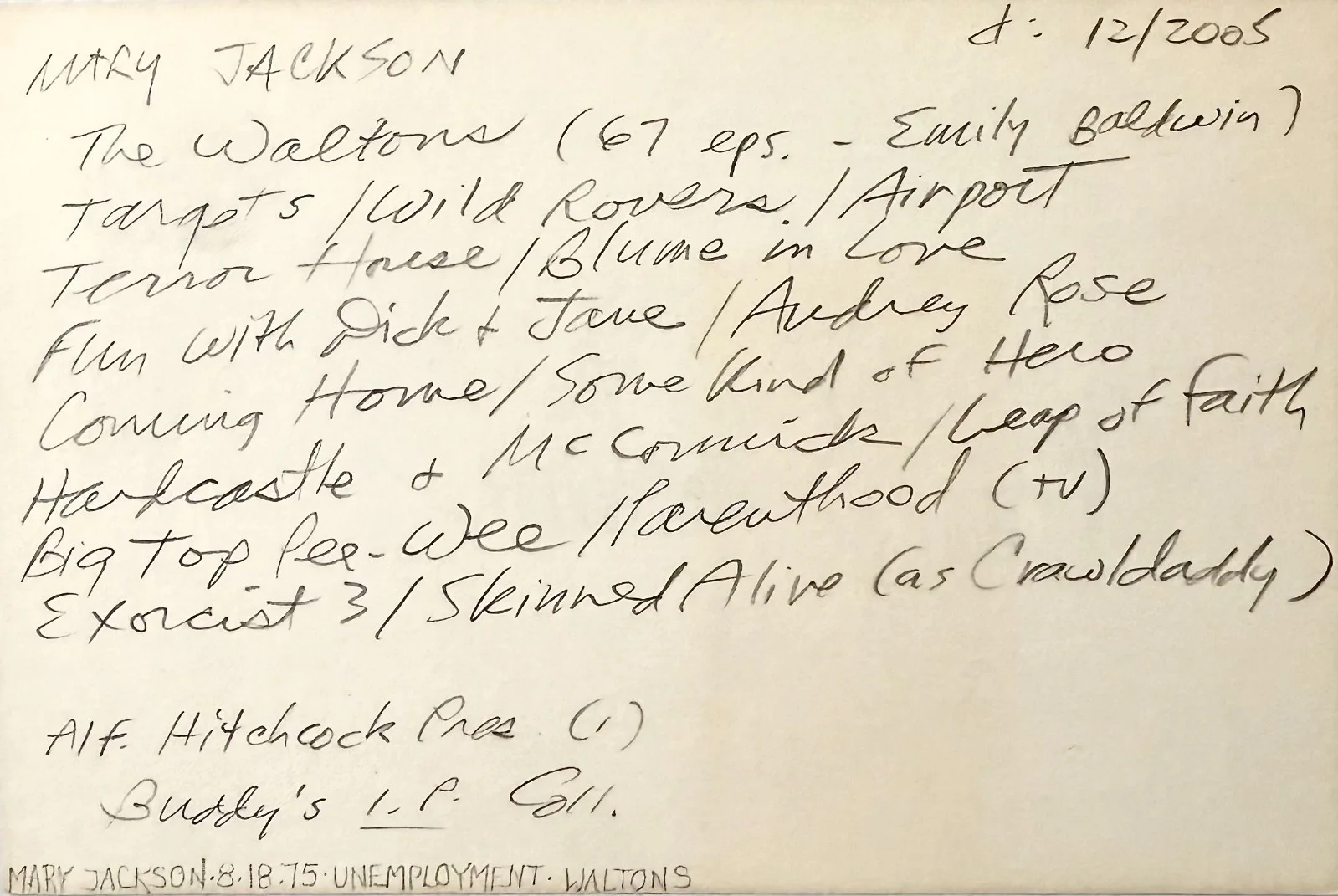 Mary Jackson — MARY JACKSON Signed Autograph 4x6 INDEX CARD Terror at Red Wolf Inn THE WALTONS, image 4