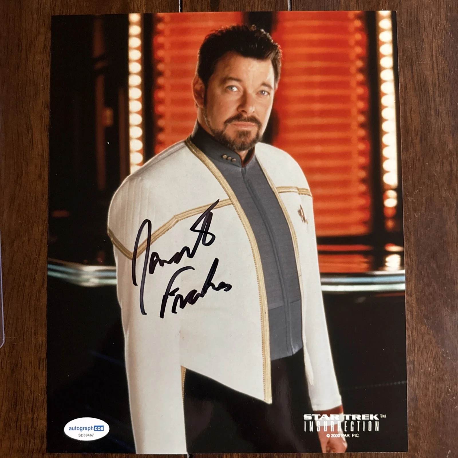 Jonathan Frakes — Jonathan Frakes Signed Star Trek Insurrection Riker 8x10 Photo ACOA COA