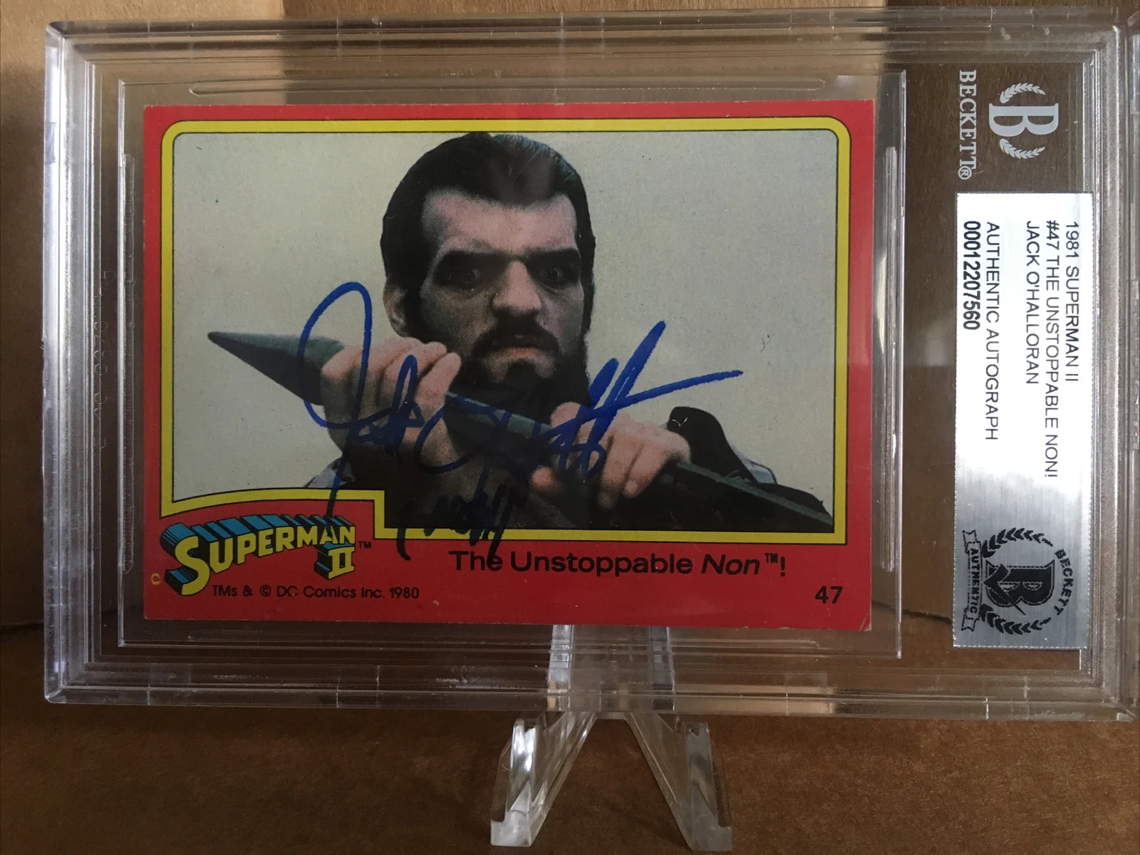 Jack Ohalloran — JACK O'HALLORA SIGNED 1980 SUPERMAN 2 Card Non #47 Auto AUTOGRAPH Beckett Slab, изображение 2