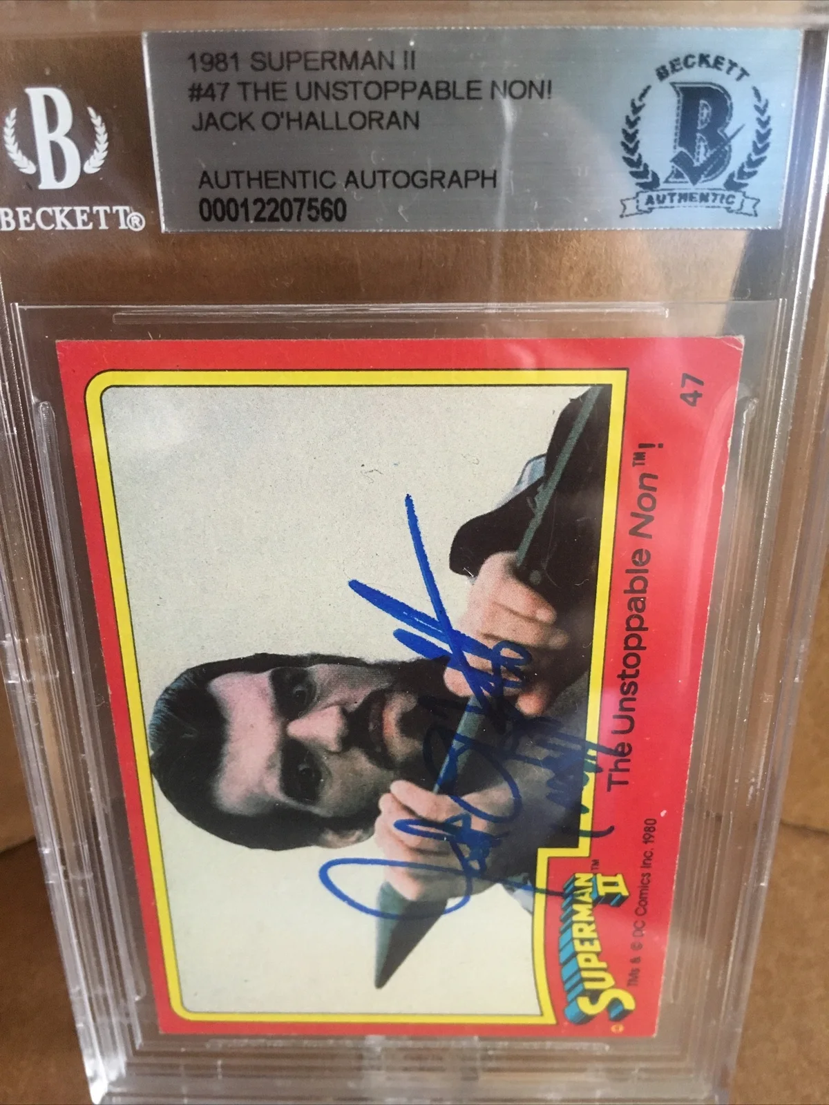 Jack Ohalloran — JACK O'HALLORA SIGNED 1980 SUPERMAN 2 Card Non #47 Auto AUTOGRAPH Beckett Slab, изображение 4