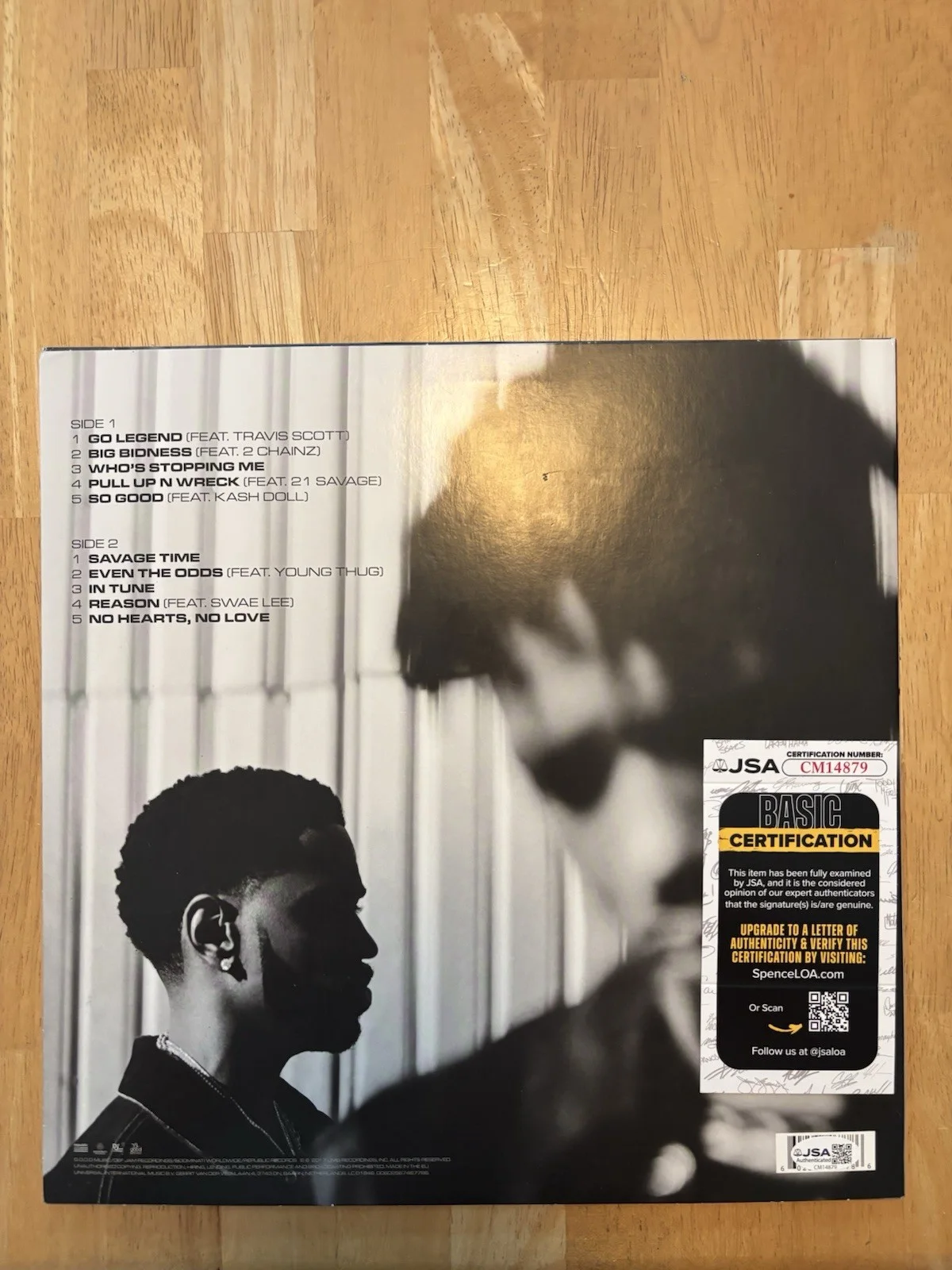BIG SEAN SIGNED DOUBLE OR NOTHING LP VINYL RECORD ALBUM JSA COA, image 3