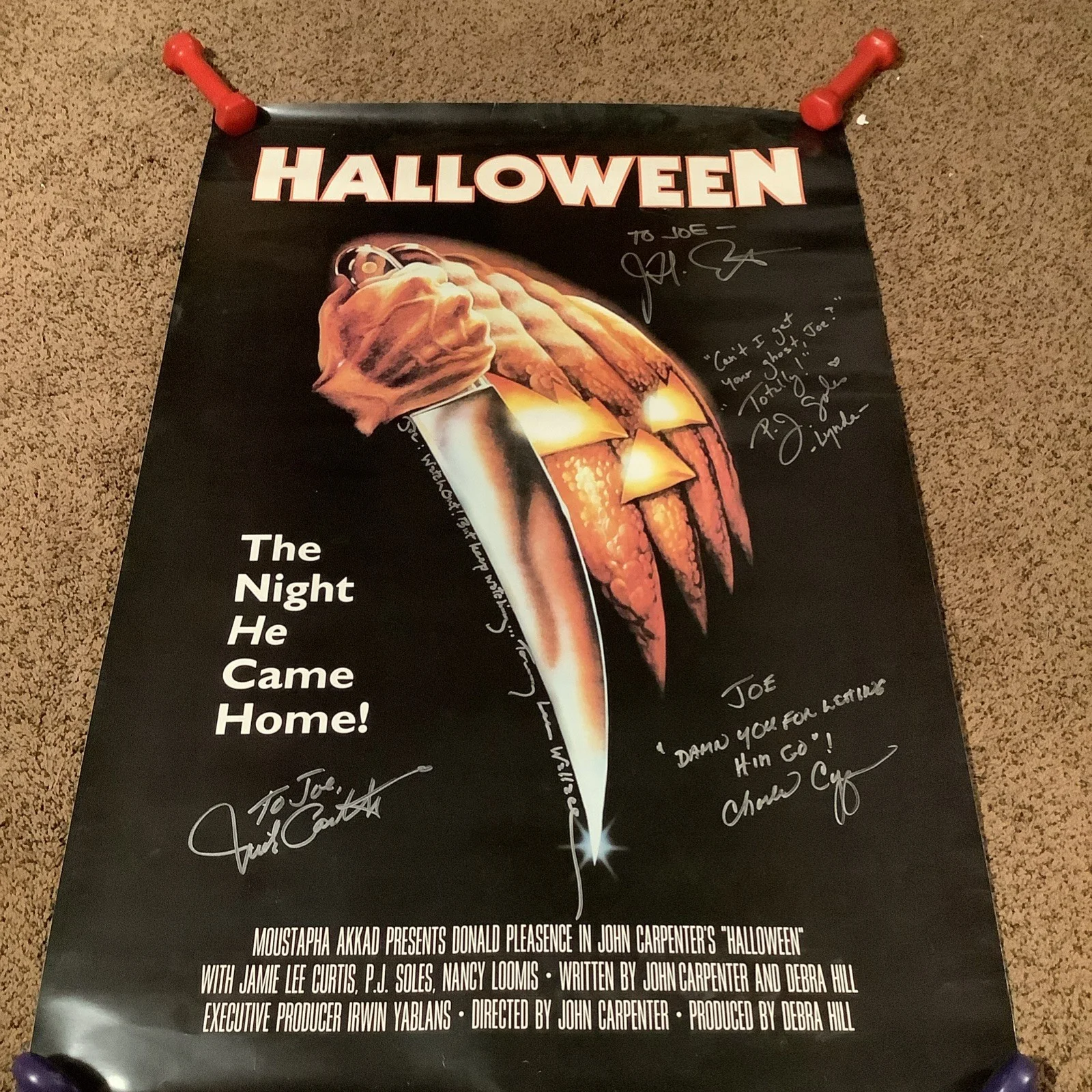 Ari Aster — Halloween cast (5) signed 24x36 movie poster Castle Carpenter autograph BAS
