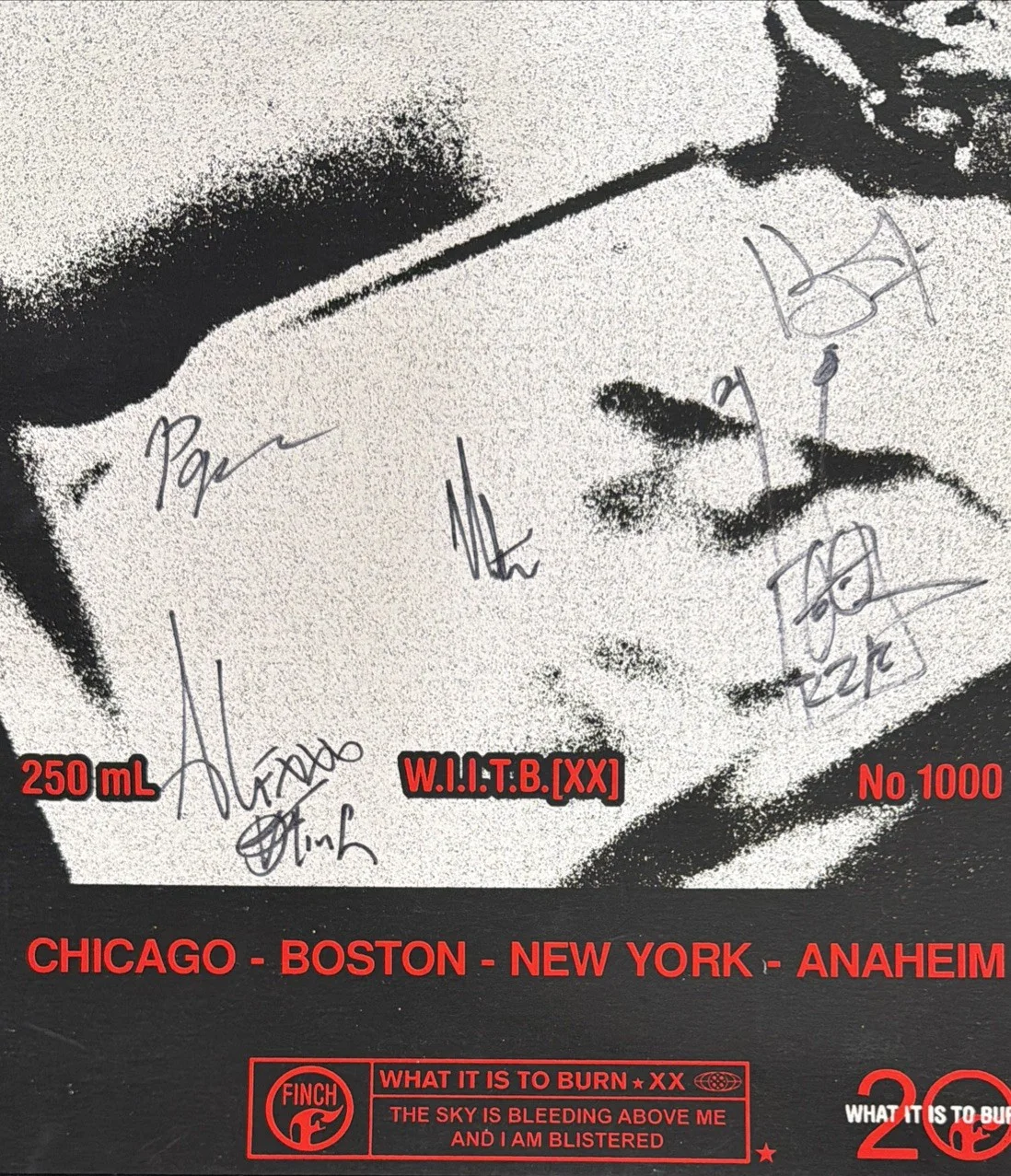 FINCH BAND SIGNED 20TH ANNIVERSARY WHAT IT IS TO BURN 11X17 POSTER 5 MEMBERS, image 2