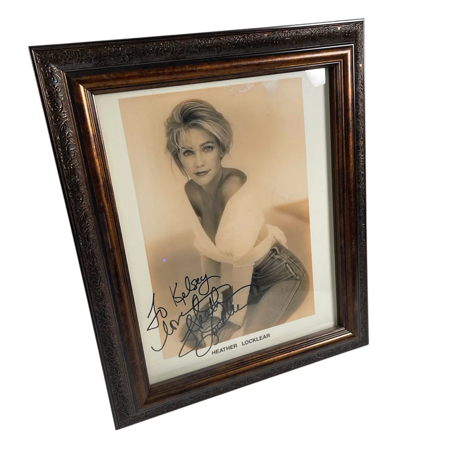 Heather Locklear — Vtg Heather Locklear Signed Photo Framed Autographed Collectible Display Actress