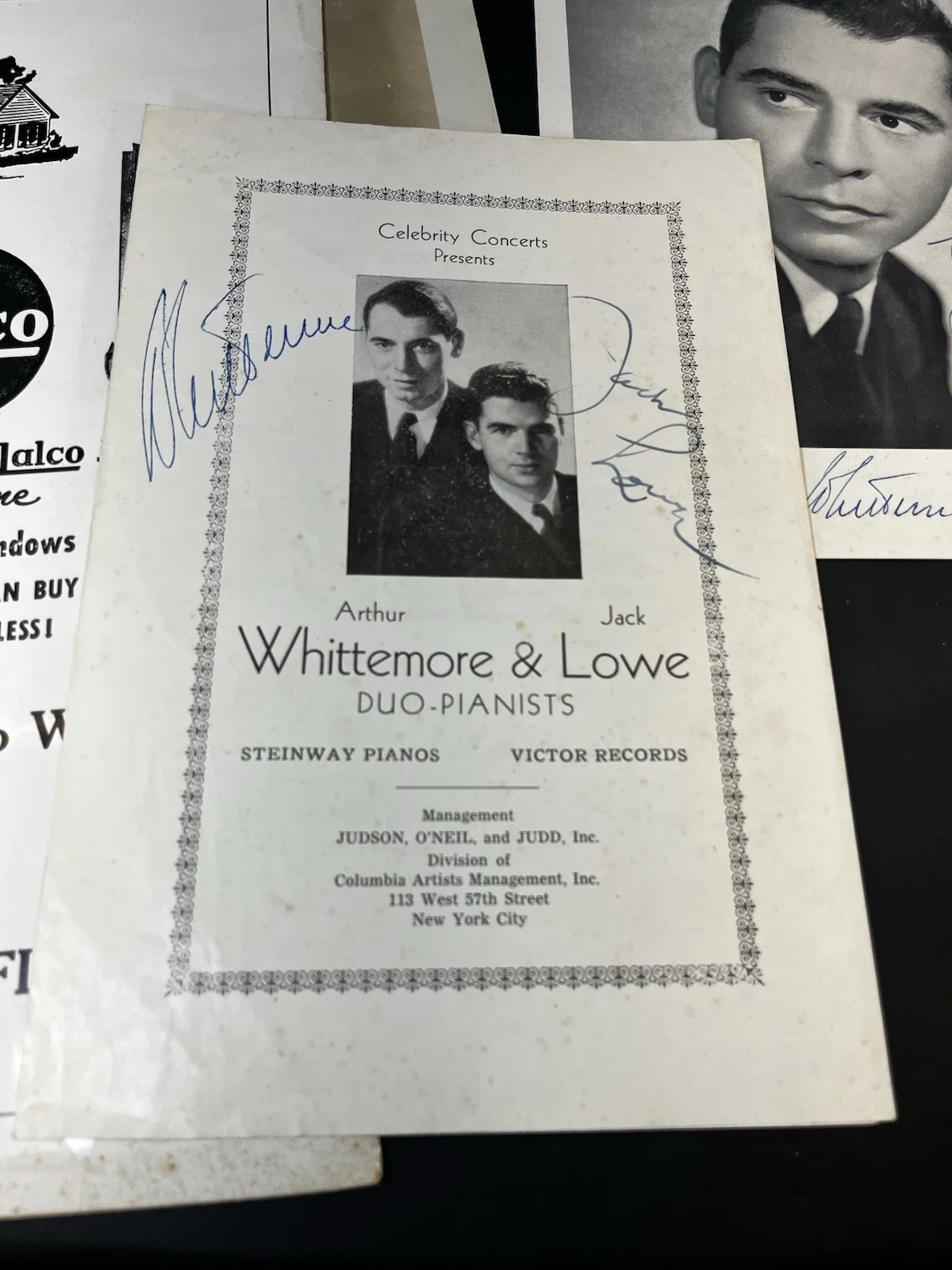 Arthur Whittemore & Jack Lowe Signed Photos & Programs 1950s Piano Duo, image 2