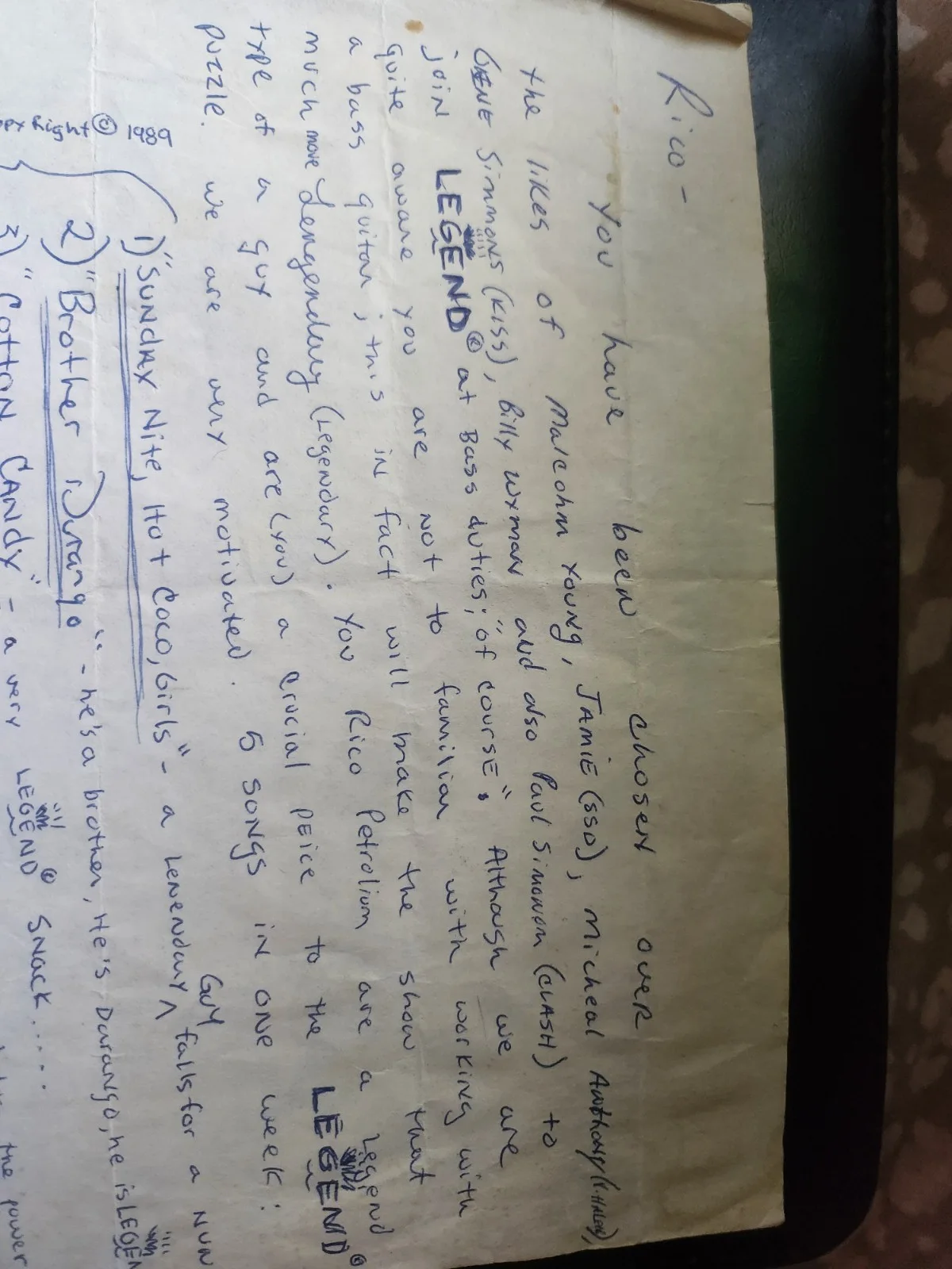 Autographed Ziggy Marley Rock And Roll Contract For LEGEND RICO PETROLEUM Band, изображение 5