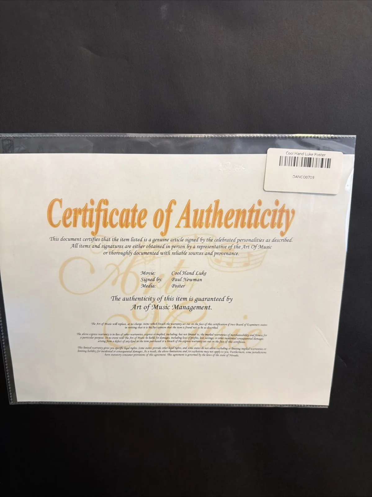 Cool Hand Luke original movie poster Signed By Paul Newman With COA, image 3