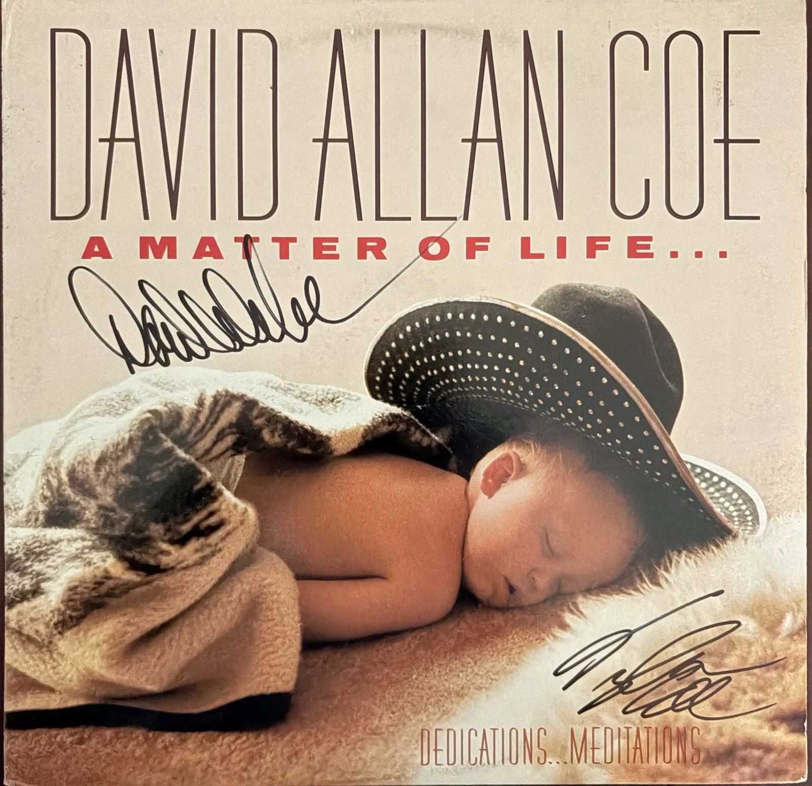 David Allan Coe both Signed Son of the South & A Matter of Life Original LPs, изображение 3
