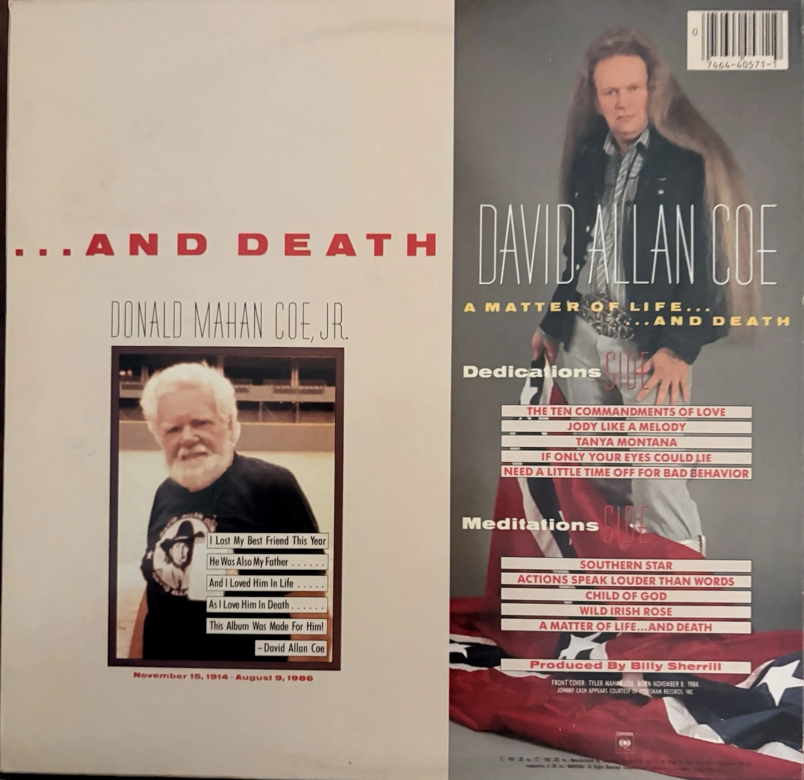 David Allan Coe both Signed Son of the South & A Matter of Life Original LPs, изображение 4