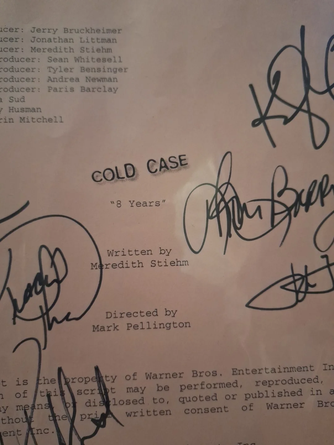 cast — COLD CASE 2005 TV Signed Script Morris, Finn, Pino, Thomas, Barry, Ratchford, image 2